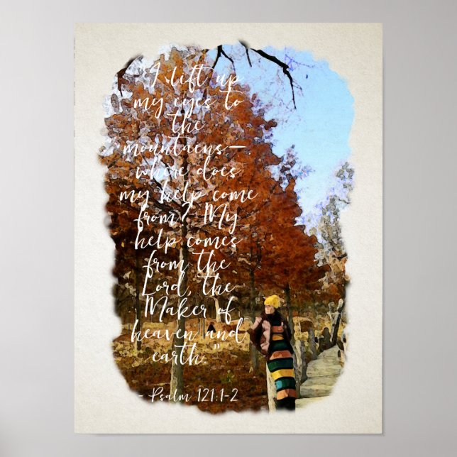 Affiche Psaume 121 Bible Verse Mur Art Écriture Imprimer (Devant)