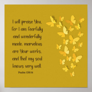 Affiche Psaume 139:14 Fearful and Wonderful Made