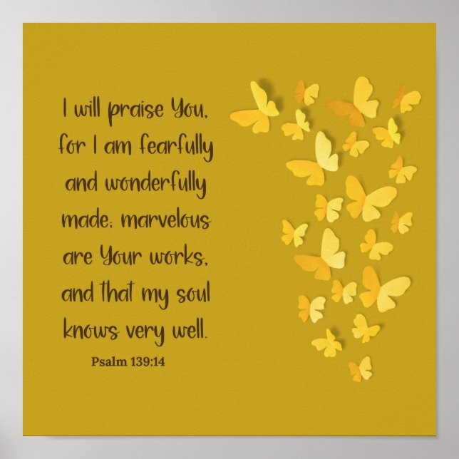 Affiche Psaume 139:14 Fearful and Wonderful Made (Devant)