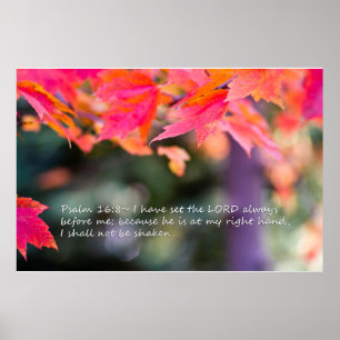 Affiche Psaume 16:8 sur Feuilles d'automne