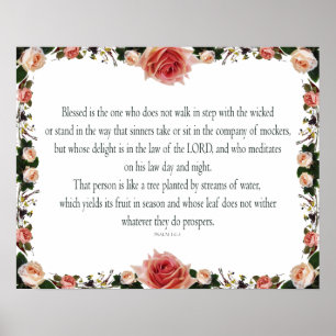 Affiche Psaume 1 avec Flower Borders