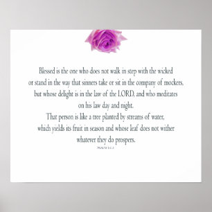 Affiche Psaume 1, bless the One Does not, Pink Flower
