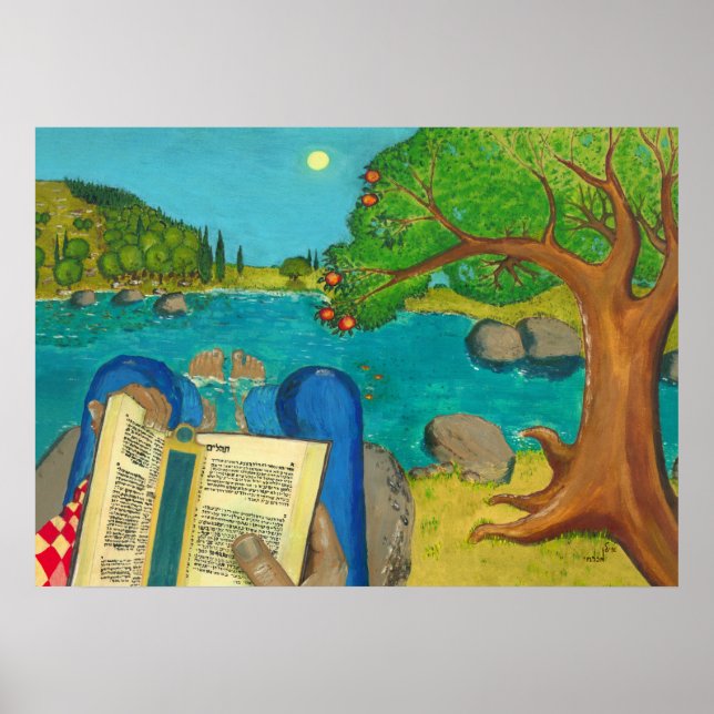 Affiche Psaume 1 dans la Bible hébraïque Peintures chrétie (Devant)