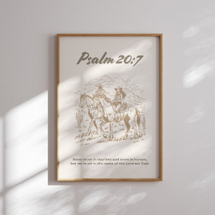 Affiche Psaume 20 7 Western Cowgirl Christian Wall Art