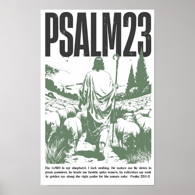 Affiche Psaume 23:1-3 « Le Seigneur est mon berger » Affic (Devant)