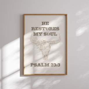 Affiche Psaume 23 3 Western Cowgirl Christian Wall Art