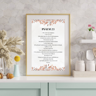Affiche Psaume 23 Aquarelle florale verset de la Bible chr