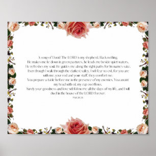 Affiche Psaume 23, Verset Biblique, Décor d'Écriture Saint