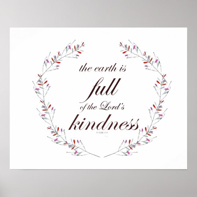 Affiche Psaume 33 Écriture Floral Wreath Art (Devant)