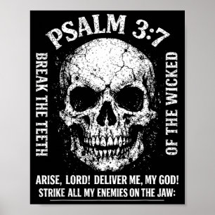 Affiche Psaume 3_7 Crâne Vintage Chrétien Biblique Religie