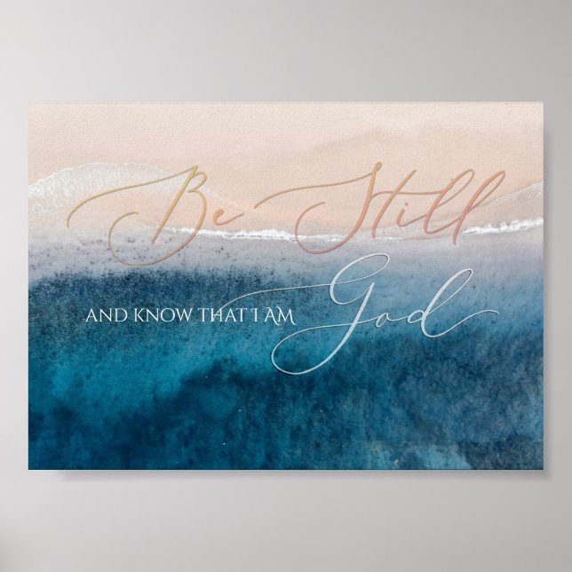 Affiche Psaume 46 10, Be Still Aerial Beach, Deep Blue Sea (Devant)
