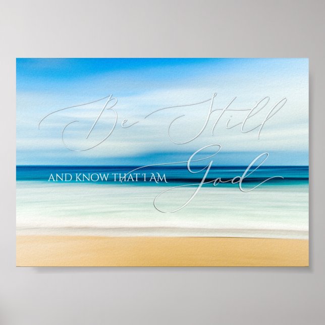 Affiche Psaume 46 10, Be Still Beach, Océan Calme (Devant)