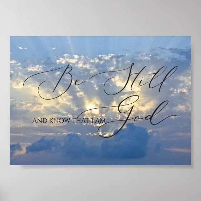 Affiche Psaume 46 10, Be Still Sun Rise through Cloud (Devant)