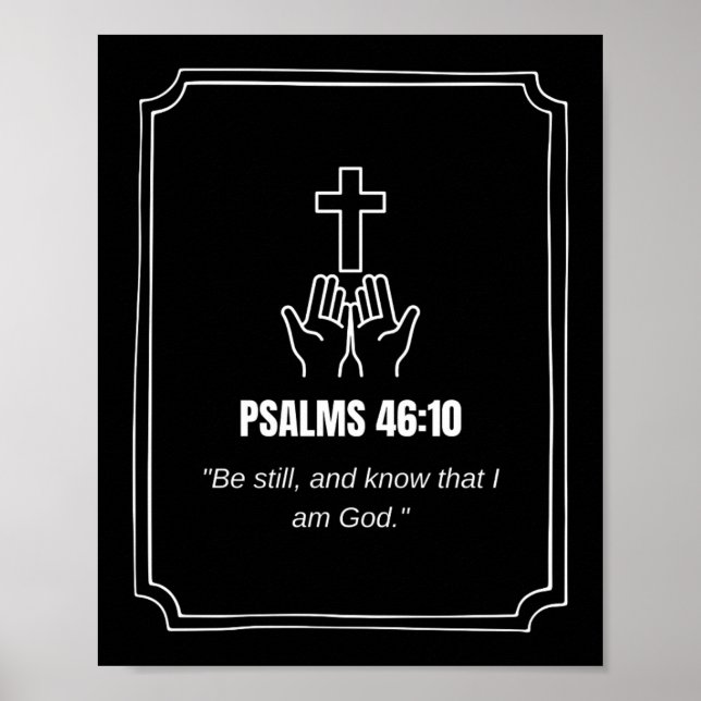 Affiche Psaume 46:10 KJV Verset biblique Écriture Minimali (Devant)