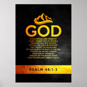 Affiche Psaume 46:1-3 Verse de la Bible