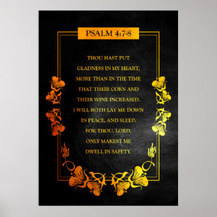 Affiche Psaume 4:7-8 Bible Verse