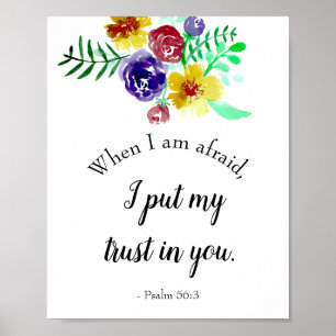 Affiche Psaume 56:3 Quand j'ai peur Bible Verse Aquarelle