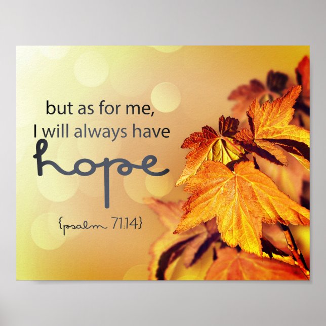 Affiche Psaume 71:14 J'aurai toujours HOPE Maple Feuilles (Devant)