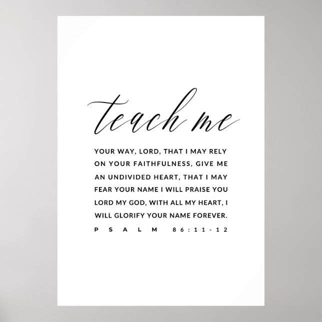 Affiche Psaume 86:11-12 Bible Verse Mur Art, (Devant)