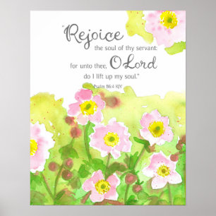 Affiche Psaume 86 Écriture Biblique Fleurs Roses