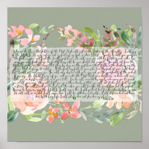 Affiche Psaume 91 aquarelle écriture art