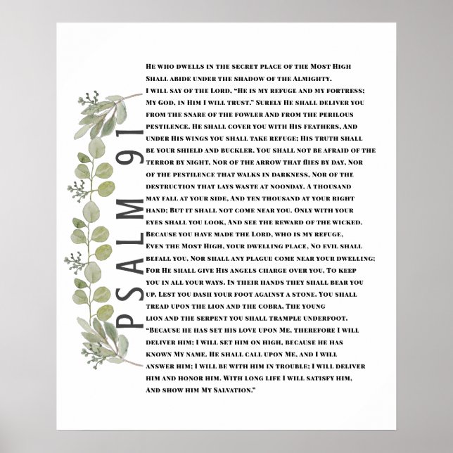 Affiche Psaume 91 Art Biblique Eucalyptus Verdure (Devant)