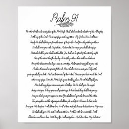 Affiche Psaume 91 Décor Biblique Plume Art Chrétien