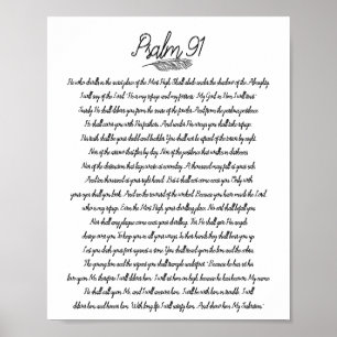 Affiche Psaume 91 Décor Biblique Plume Art Chrétien