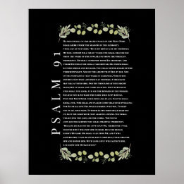 Affiche Psaume 91 Feuilles d'Eucalyptus Versets Bibliques 