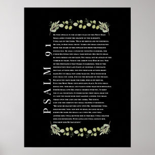 Affiche Psaume 91 Feuilles d'Eucalyptus Versets Bibliques