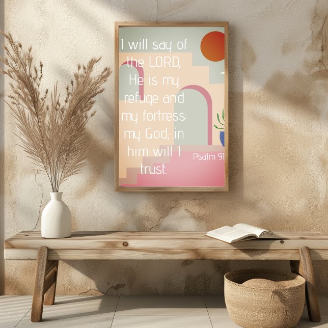Affiche Psaume 91 Il est mon refuge Écriture biblique (Psalm 91 He Is My Refuge Bible Scripture Poster
)