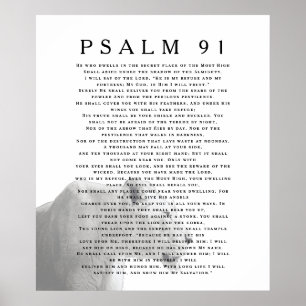Affiche Psaume 91 Lion Bible chrétienne Verse Art
