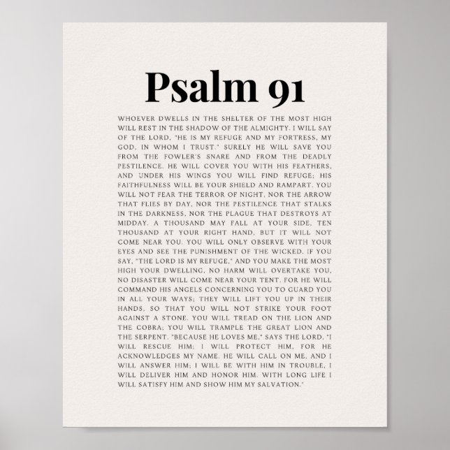 Affiche Psaume 91 NKJV Bible Verse (Devant)