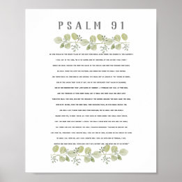 Affiche Psaume 91 Olive Green Eucalyptus Feuille Bible Art