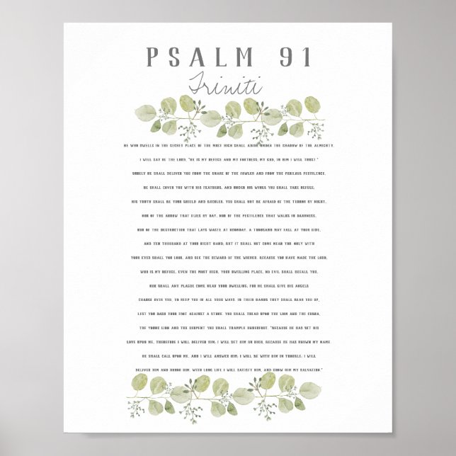 Affiche Psaume 91 sur votre enfant Eucalyptus Feuilles Per (Devant)