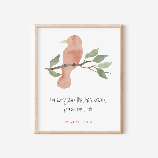 Affiche Psaume chrétien 150:6 Aquarelle d'oiseau (Créateur téléchargé)