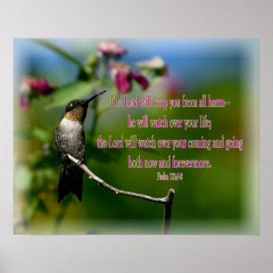 Affiche Psaume colibri 121:7-8