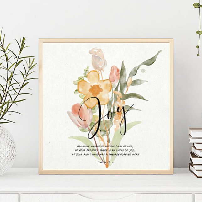 Affiche Psaume de joie 16:11 floral orange (Créateur téléchargé)