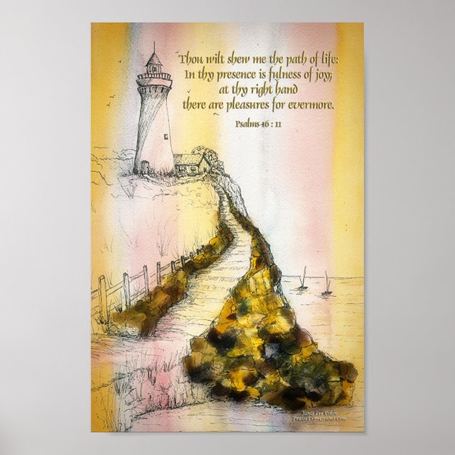 Affiche Psaume d'encre d'aquarelle phare 16:11 (Devant)
