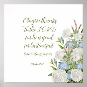 Affiche Psaume florale 107:1 toile Imprimer