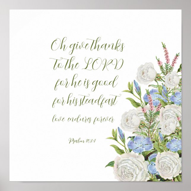 Affiche Psaume florale 107:1 toile Imprimer (Devant)