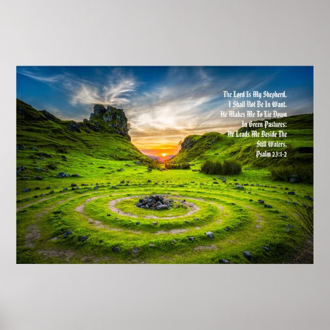 Affiche Psaume vert 23:1-2 Prophète oint (Devant)