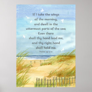 Affiche Psaumes 139:9 Bible Écriture Ocean Beach Peinture