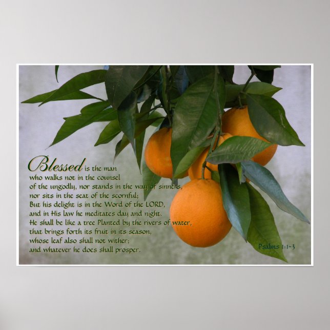 Affiche Psaumes 1:1-3 Écritures Imprimer (Devant)