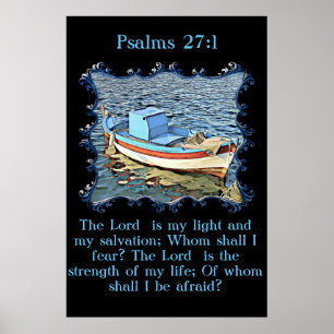Affiche Psaumes 27:1 avec un vieux bateau dans l'océan cal