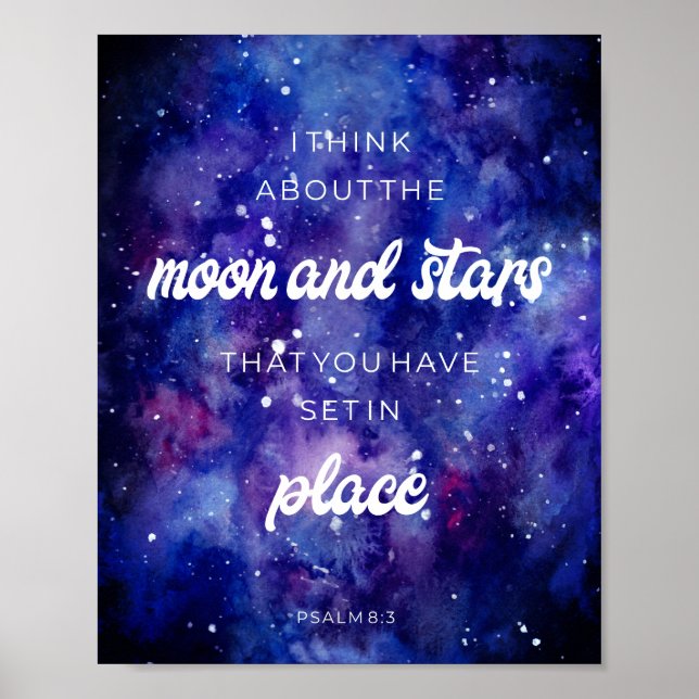 Affiche Psaumes aquarelle Galaxy Stars Bible Verse Citatio (Devant)