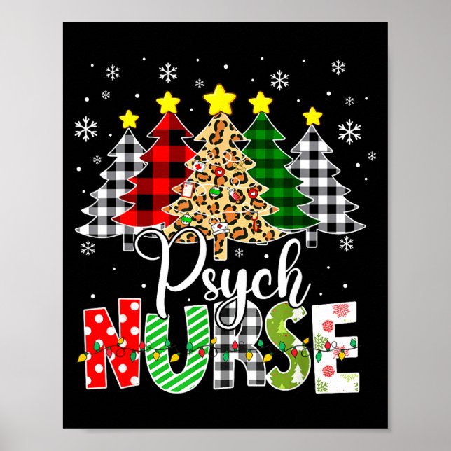 Affiche Psych Nurse Xmas Tree Leopard Red Plaid Christmas  (Devant)