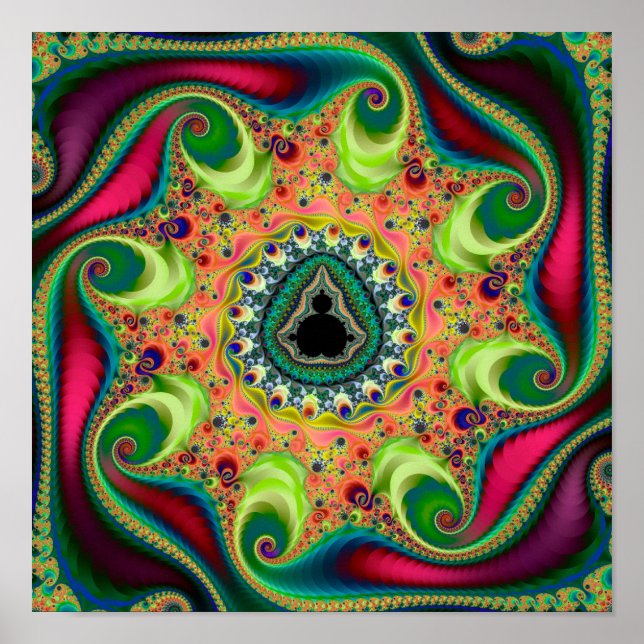 Affiche Psyché coloré Mandelbrot ensemble fractal (Devant)
