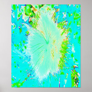 Affiche Psychedelic aqua et Lime Green Milkweed
