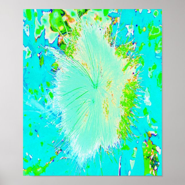 Affiche Psychedelic aqua et Lime Green Milkweed (Devant)